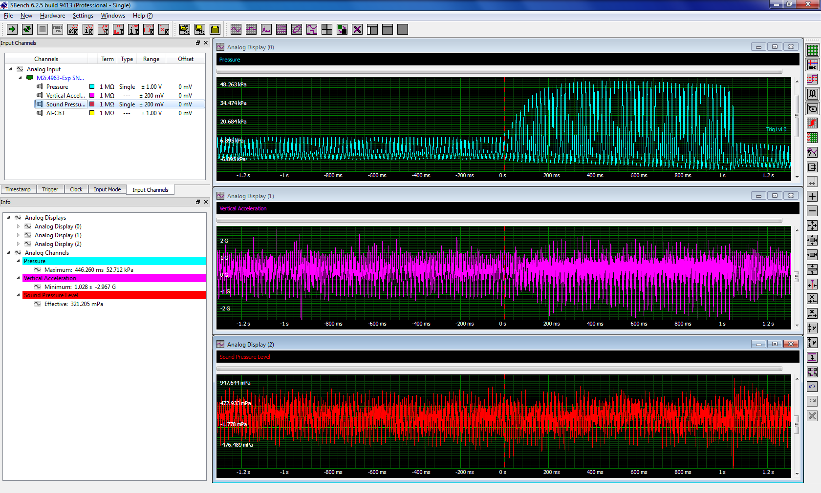 Screenshot of SBench 6 showing an pressure measurement