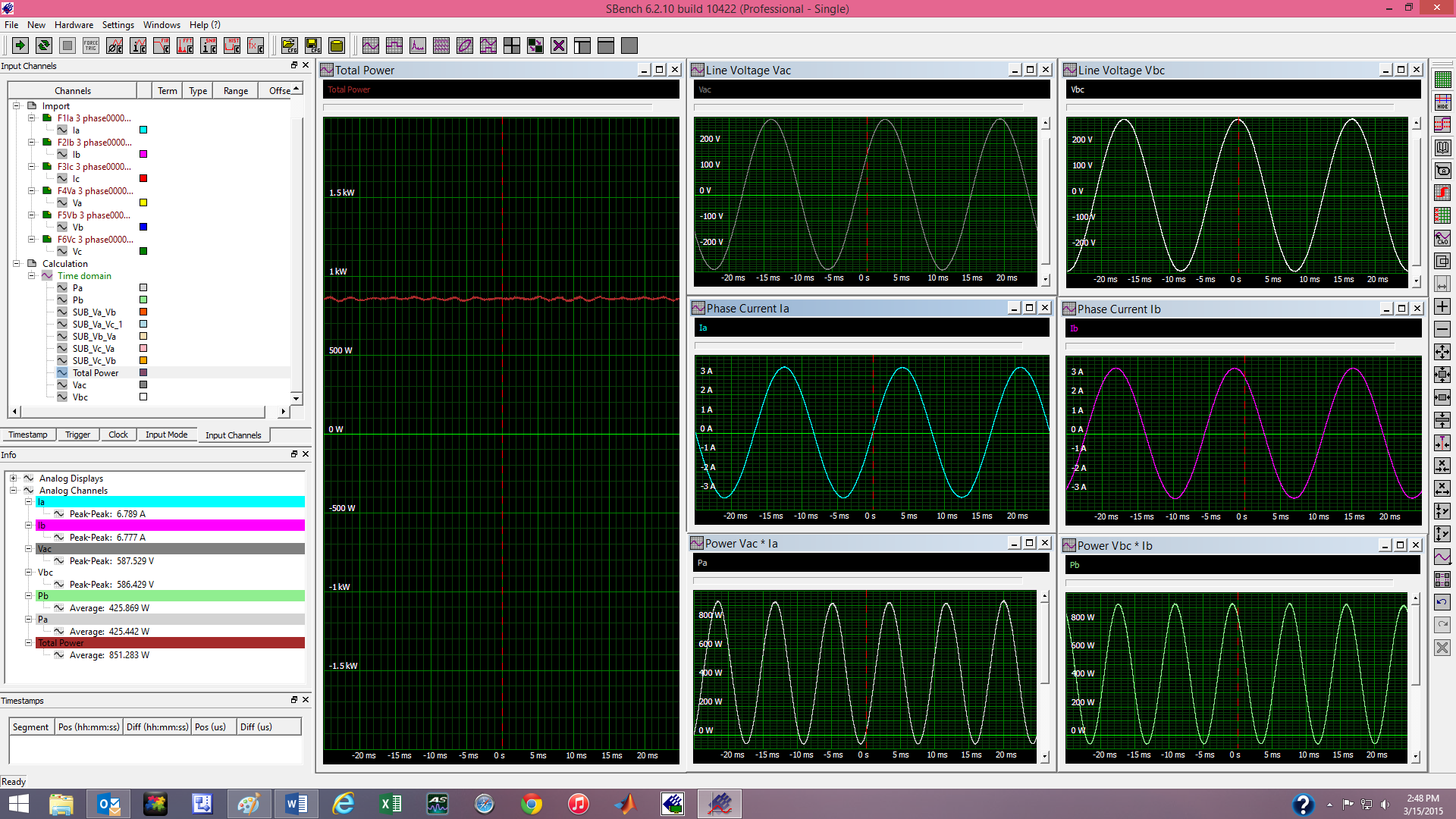 Screenshot of SBench 6 Two Wattmeter method