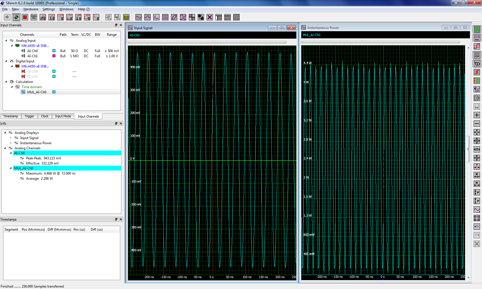 Screenshot of SBench 6 showing power measurement