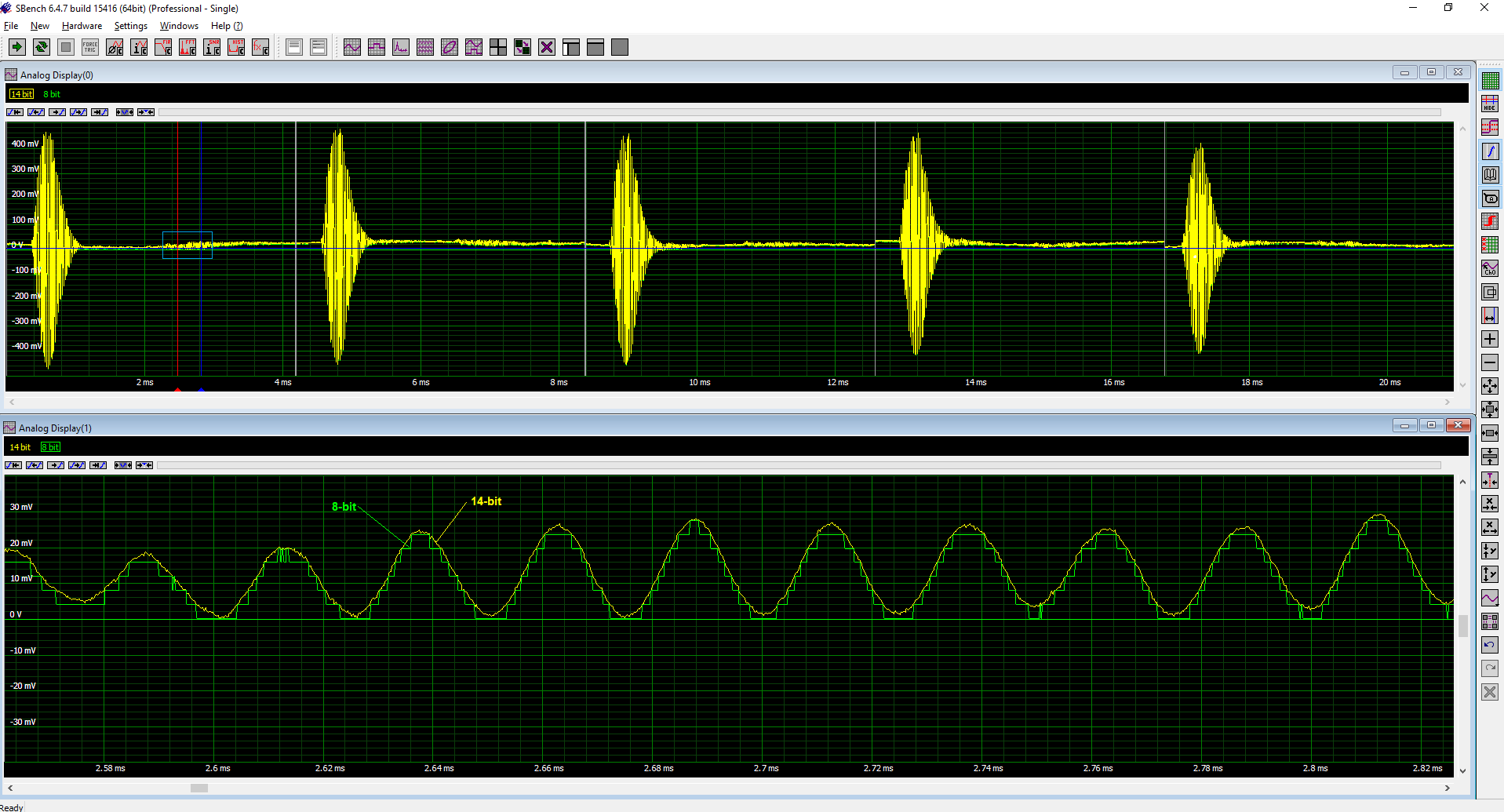 Screenshot of SBench 6 with ultrasonic measurement