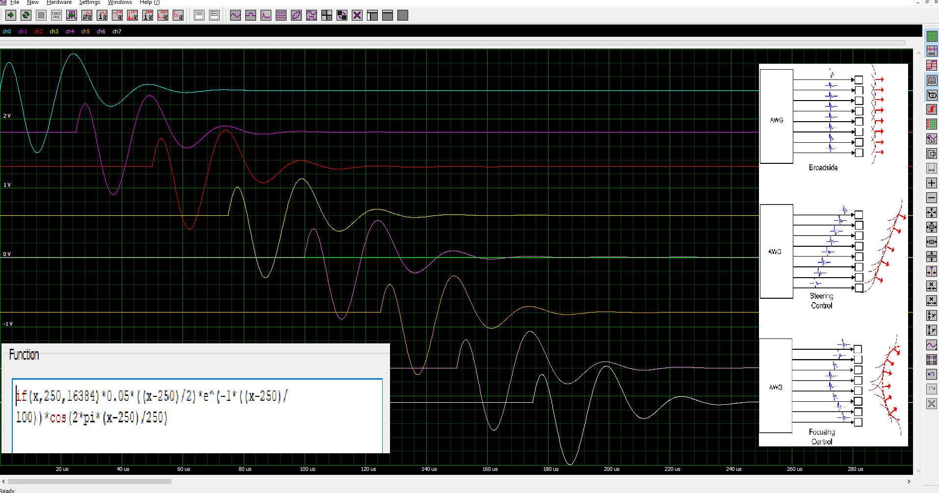 Screenshot of SBench 6 showing ultrasonic wavefronts